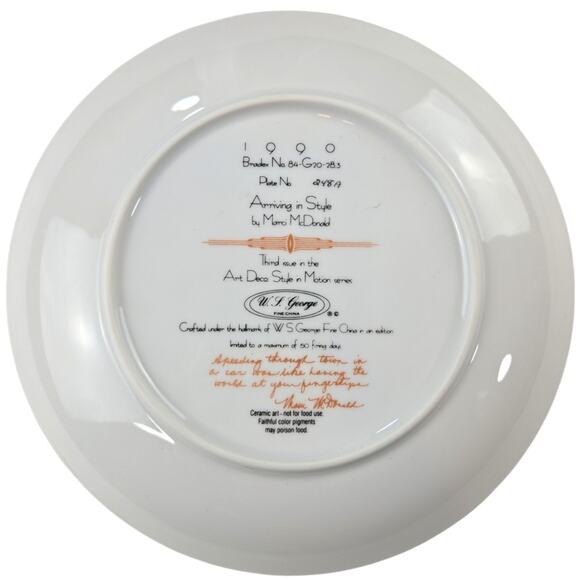 W.S George-Marci McDonald | Art Deco Plate-'Arriving in Style' | 8.5 in - Picture 4 of 5